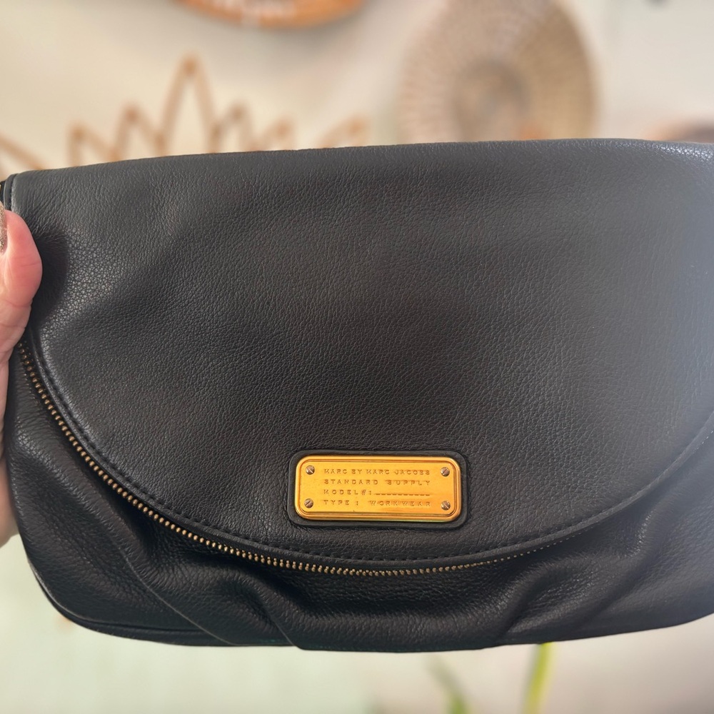 Marc by Marc Jacobs Black Leather clutch with Gold Accents